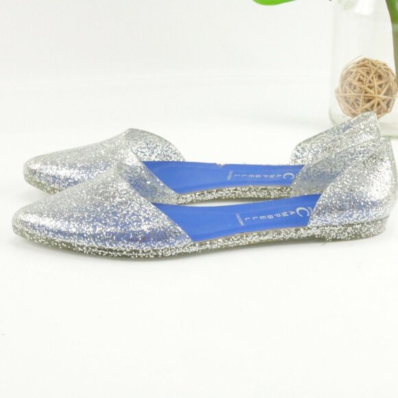 Jeffrey Campbell Womens Love DOrsay Flat Size 8 Silver Glitter Jelly SlipOn Shoe - Picture 7 of 12
